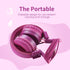 POWMEE M1 Kids Headphones - Foldable, Adjustable, Tangle-Free, On-Ear, 3.5MM Jack, Purple, Perfect for Children.