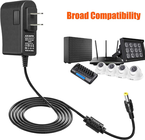 SoulBay 12V 2A Power Supply Regulated 12 Volt DC Adapter with 8 Tips, 8.2FT Cord