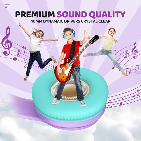 JoySpark Kids Bluetooth Headphones, Lightweight Wireless Headphones for Kids, 85/94dB Volume Limited, 60 Hours