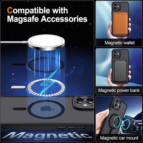 Hython Magnetic Translucent Matte Phone Case for iPhone 11, Slim Fit Shockproof Bumper, Compatible with MagSafe for