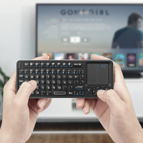 Rii K06 Mini Bluetooth Keyboard - Backlit 2.4GHz Wireless Keyboard with IR Learning, Portable Lightweight Touchpad,
