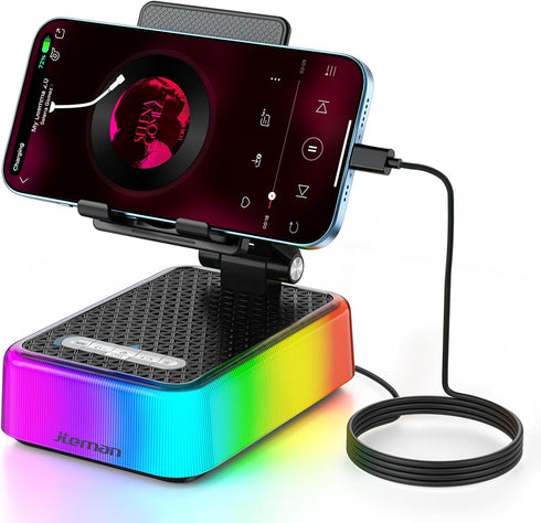 JTEMAN Gifts for Men Women, Phone Stand Bluetooth Speaker with Charging Function and