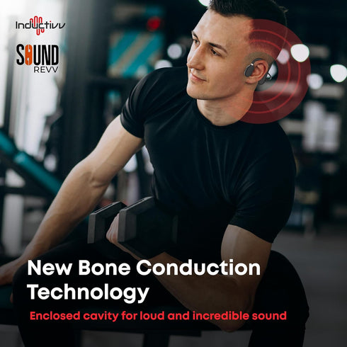 Sound Revv Bone Conduction Headphones, Wireless Bluetooth Running Earphones with Mic, IP56 Waterproof
