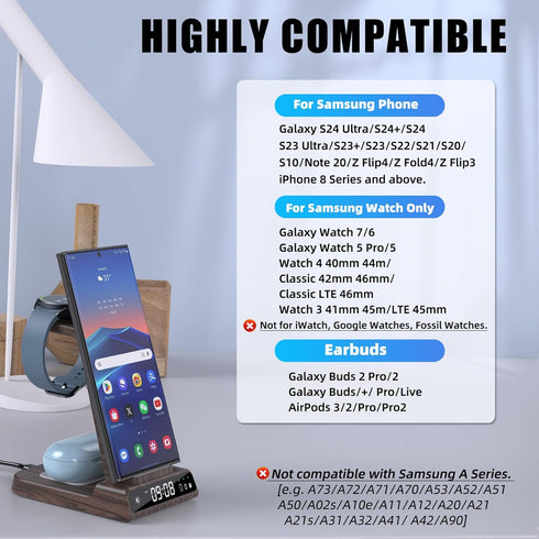 Wireless Charger for Samsung, 3 in 1 Charging Station for Galaxy Phones, Buds, and Watch
