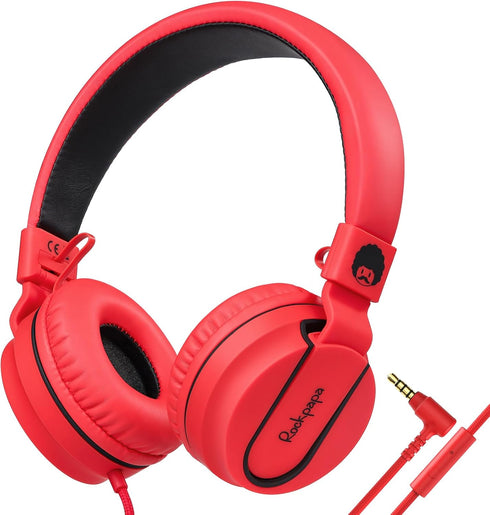 rockpapa 950 Wired Headphones for Kids Girls Boys for School with Microphone, On-Ear Foldable Corded for Laptop, Tablet