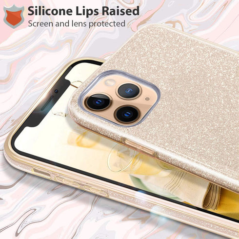 MATEPROX Compatible with iPhone 11 Pro Max Case, Bling Sparkle Girls Women Protective Case for 6.5 inch, Gold