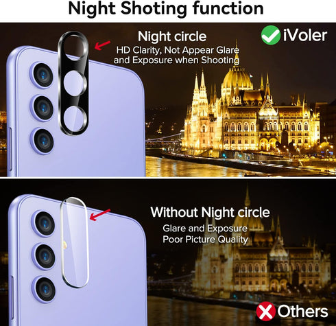 ivoler 3+3 Pack Screen Protector for Samsung Galaxy A54 5G 6.4" 2023 with HD Clear Camera Lens Protectors & Alignment
