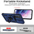 Samsung Galaxy S21 5G Protective Case - Navy Blue, Dual Layer, Kickstand, Magnetic Ring Holder, Drop Tested, Screen