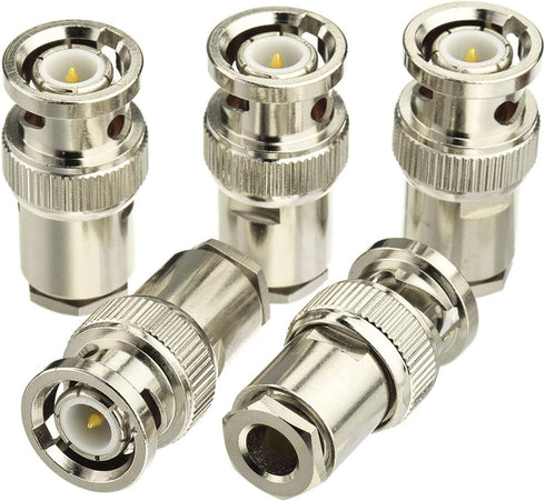Eightwood BNC Male Plug Solder Clamp Connector 10-Pack for RG58 RG142 LMR195 Coax Cable