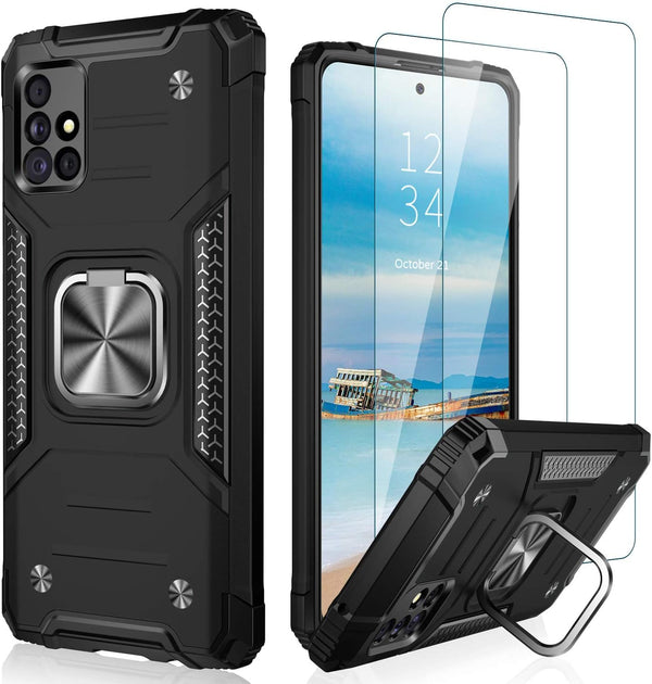 IKAZZ for Galaxy A51 4G Case with Screen Protector, Dual Layer Soft TPU and Hard PC, Anti-Slip Full-Body Rugged Cover