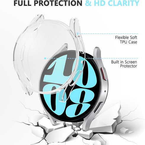 4 Pack Screen Protector Case for Samsung Galaxy Watch 6, 40mm 44mm, Soft TPU Plated Protective Cover, Scratch Resistant