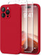 iPhone 15 Pro Max Case, Deep Red Silicone, MagSafe Compatible, Shockproof, Full Camera Protection, Includes 2 Screen