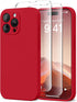 iPhone 15 Pro Max Case, Deep Red Silicone, MagSafe Compatible, Shockproof, Full Camera Protection, Includes 2 Screen