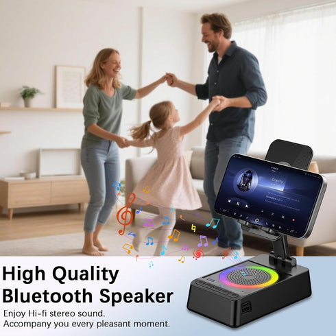 buwy (3000mAh), Gifts for Men Women, Cell Phone Stand with Wireless Bluetooth Speaker and Colorful LED Lights