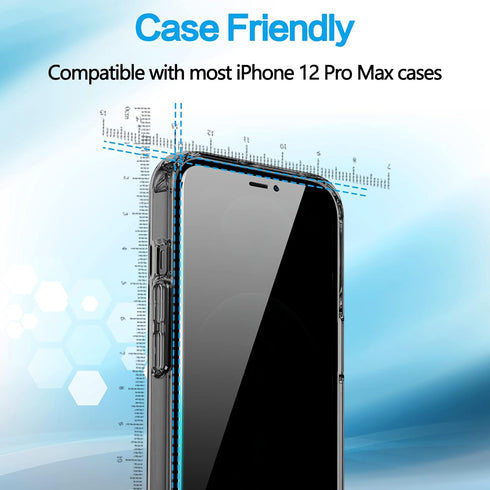 iPhone 12 Pro Max Privacy Screen Protector - 2 Pack, Anti-Spy, Shatterproof, Full Edge Coverage, Bubble Free, Easy