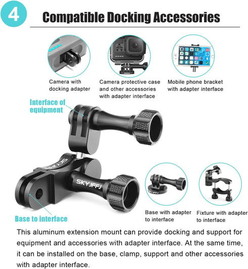 Aluminum Ball GoPro Handlebar Mount, 360 Rotation and Lock Any Direction, Shock-Resistant, Compatible with GoPro Hero