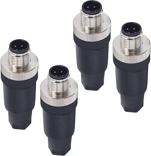 Aviation Connector Plugs, Lonlonty Ethernet M12 Connector Field Wireable IP67 Waterproof Male Plug