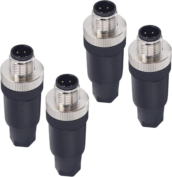 Aviation Connector Plugs, Lonlonty Ethernet M12 Connector Field Wireable IP67 Waterproof Male Plug