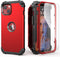 IDweel iPhone 15 Case - Red, 3-in-1 Shockproof Hybrid, Hard PC & Soft Silicone Bumper, with Tempered Glass Protector.