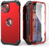IDweel iPhone 15 Case - Red, 3-in-1 Shockproof Hybrid, Hard PC & Soft Silicone Bumper, with Tempered Glass Protector.