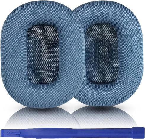 Replacement Ear Cushions for AirPods Max - Blue Mesh Fabric & Memory Foam Covers for Ultimate Comfort.