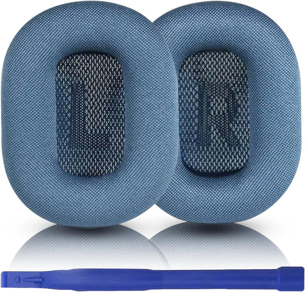 Replacement Ear Cushions for AirPods Max - Blue Mesh Fabric & Memory Foam Covers for Ultimate Comfort.