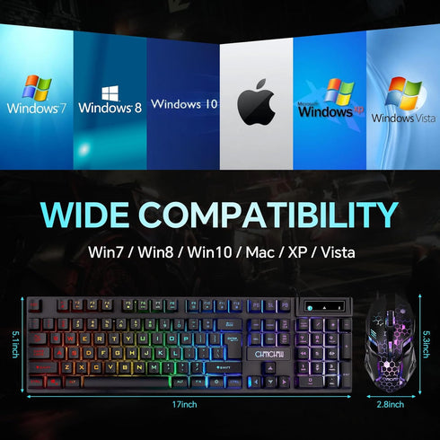 CHONCHOW 3200DPI Set PS4 Gaming Keyboard and Mouse Combo, USB Wired RGB Backlit, Mechanical Feel Anti-ghosting Keyboard