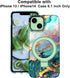 Lamcase iPhone 13/14 Case, Magnetic Invisible Ring Stand, Rugged Slim Shockproof Marble Design, Dark Green