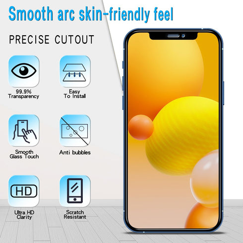 Slanku 3 Pack Privacy Screen Protector for iPhone 12, 12 Pro - Anti-Spy, Full Coverage, Tempered Glass, Case Friendly.