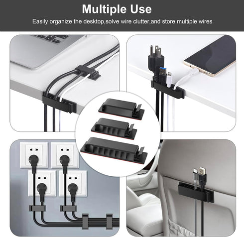 Cable Management Clips, 20Pcs Wire Organizers for TV PC Ethernet Cable Holder for Home Office (Black)