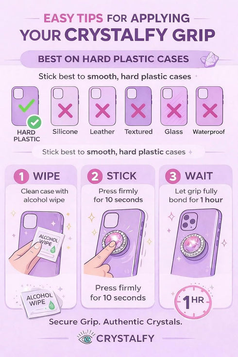 CRYSTALFY Grips by Chevron Amethyst Natural Edge Crystal Phone Grip Holder & Expanding Kickstand - Natural Gemstone