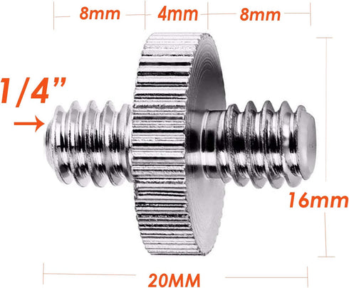 (5 Packs) Standard 1/4"-20 Male to 1/4"-20 Threaded Screw Adapter Tripod Screw Converter Compatible with Camera Cage Light Stand Monopo Shoulder Rig Tripod