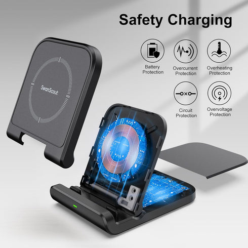 Wireless Charger for Samsung Z Flip 6 - 2 Pack, Foldable Wireless Charging Stand for Galaxy Z Flip Series, No Adapter