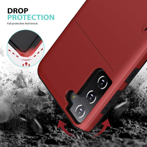 ZUSLAB Wallet Case for Samsung Galaxy S21 5G, Card Holder Shockproof Anti Scratch Bumper Cover with Screen Protector