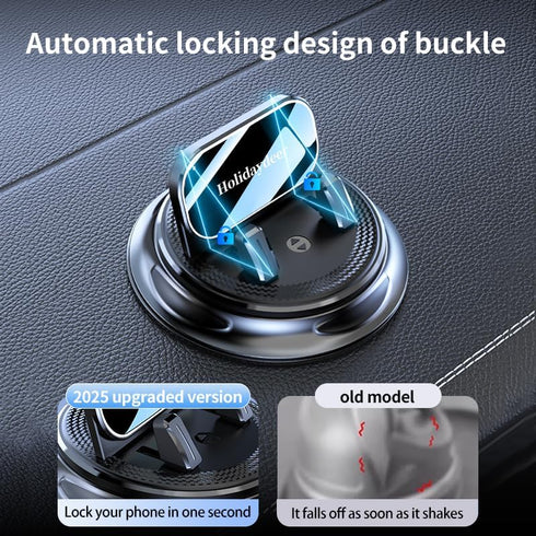 Holidaydeer 360 iPhone17 16 15 Rotatable Car Phone Holder Mount for your car Silicone Phone Mount for Car Dashboard