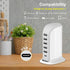 Upoy Charging Station for Multiple Devices, 40W Wall Charger Block with 5 USB Ports, Smart IC, Charger Tower