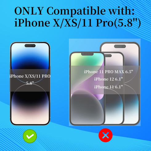 2 Pack Privacy Screen Protector for iPhone X/XS/11 Pro, Full Coverage Anti-Spy Anti Blue Tempered Glass 5.8 inch
