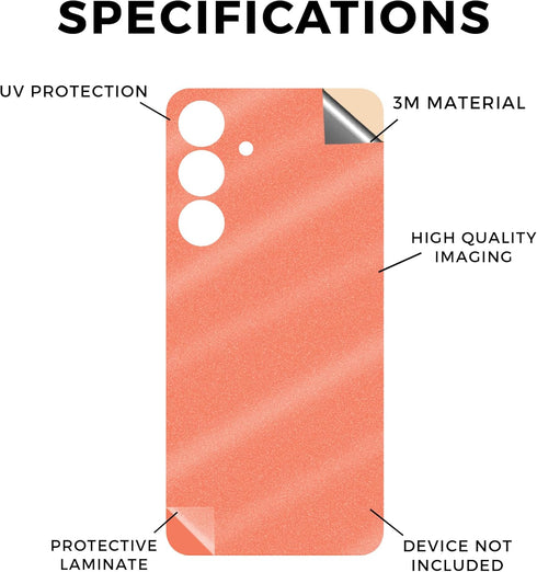 Vision Signs & Graphics S25 3M Glossy Glitter Phone Skin Compatible with Samsung Galaxy FE - Solid Salmon - Premium