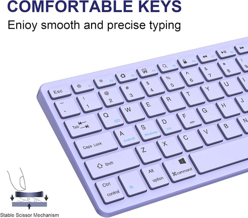 Ultra-Slim Bluetooth Keyboard Wireless Keyboard Compatible iPad 10th/iPad 10.2(9th/8th/7th Generation),iPad Air 5th/4th, iPad Pro 11/12.9, iPad 9.7, iPad Mini and All Bluetooth Devices (Light Purple)