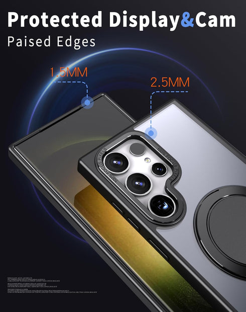 Magnetic Ring Case for Samsung Galaxy S22 Ultra/S23 Ultra, Shockproof Protection with 360° Rotatable Ring Stand