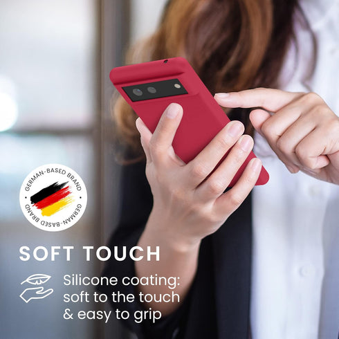 kwmobile Case Compatible with Google Pixel 6, TPU Silicone Phone Cover with Soft Finish, Sweet Cherry
