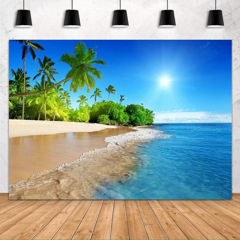 FHZON 5x3ft Tropical Seaside Backdrop for Summer Beach Hawaii Island Photography Background for Boys Girls Adults