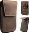Gentlestache Darkbrown Leather Cell Phone Holster with Belt Clip, Flip Case for iPhone 14/13 Pro Max, Universal Pouch