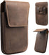 Gentlestache Darkbrown Leather Cell Phone Holster with Belt Clip, Flip Case for iPhone 14/13 Pro Max, Universal Pouch