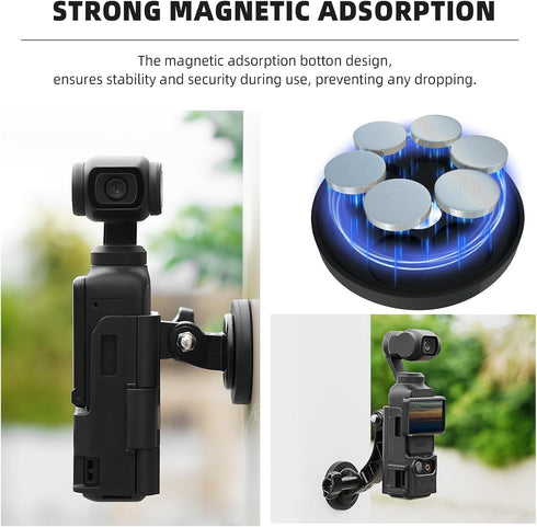 Pocket 3 Magnetic Mount, Magnet Bracket Expansion Adapter Holder with Cold Shoe for Car, Railings, Refrigerators, DJI