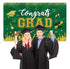 Green Graduation Banner 2025 Congrats Grad, Large Fabric Backdrop for Graduation Party Decoration 71 x 43”