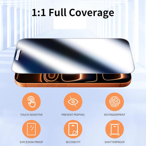 Ivachell 2 Pack 17 (6.9 inch Mirror Screen Protector for iPhone Pro Max Privacy Tempered Glass Mirrored Effect Anti-Spy