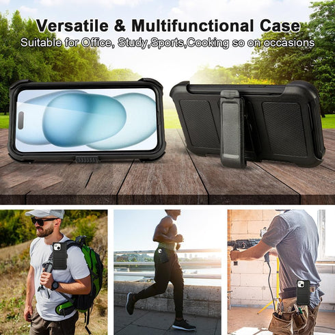 Saiboro 15 15 2 15Case Compatible with Defender iPhone Case with Clip,Holster with Kickstand,for Heavy Duty iPhone