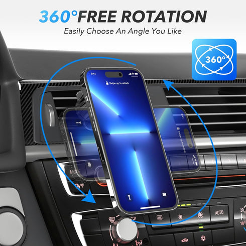 Magnetic Car Phone Holder Mount, Upgraded Clip with 360° Strong Magnet for iPhone, Samsung, Tablets