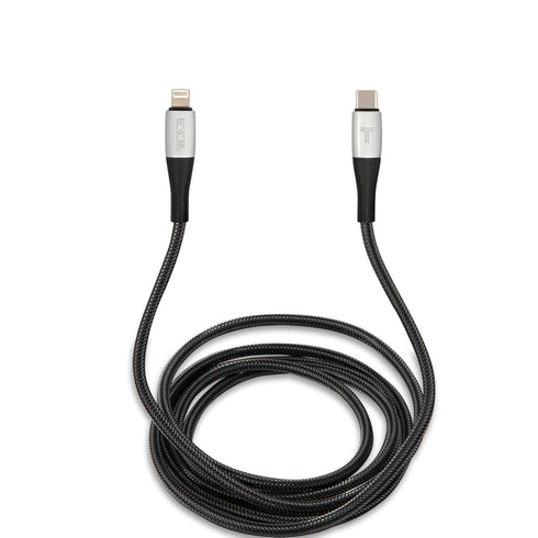 TUMI USB-C Lightning Cable, 5 Foot Phone Charger for iPhone, iPod, iPad & AirPods, Reinforced Knit Fast Charger